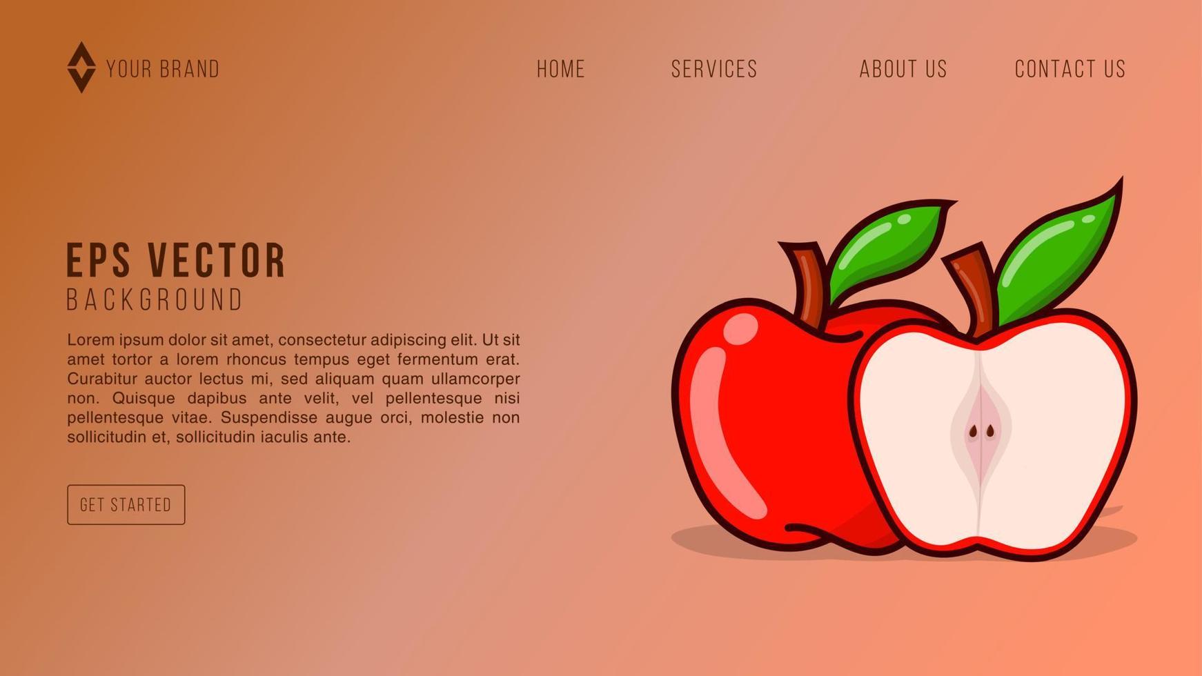modelo de fundo abstrato da web com maçã vermelha fresca vetor