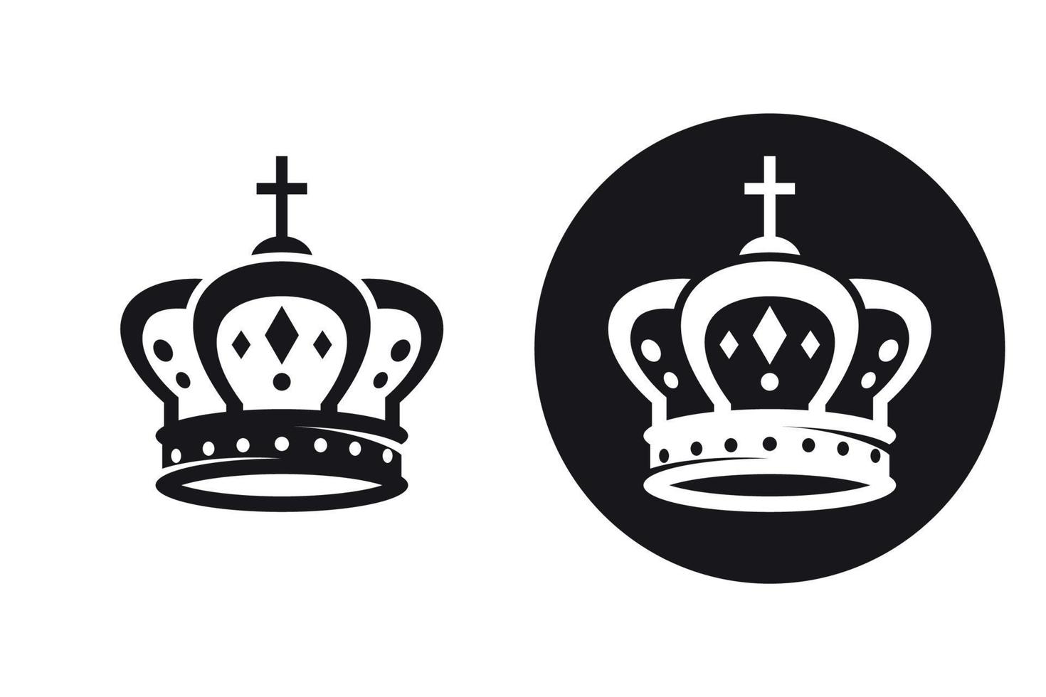 conjunto de ícones da coroa. ícones preto e branco vetor