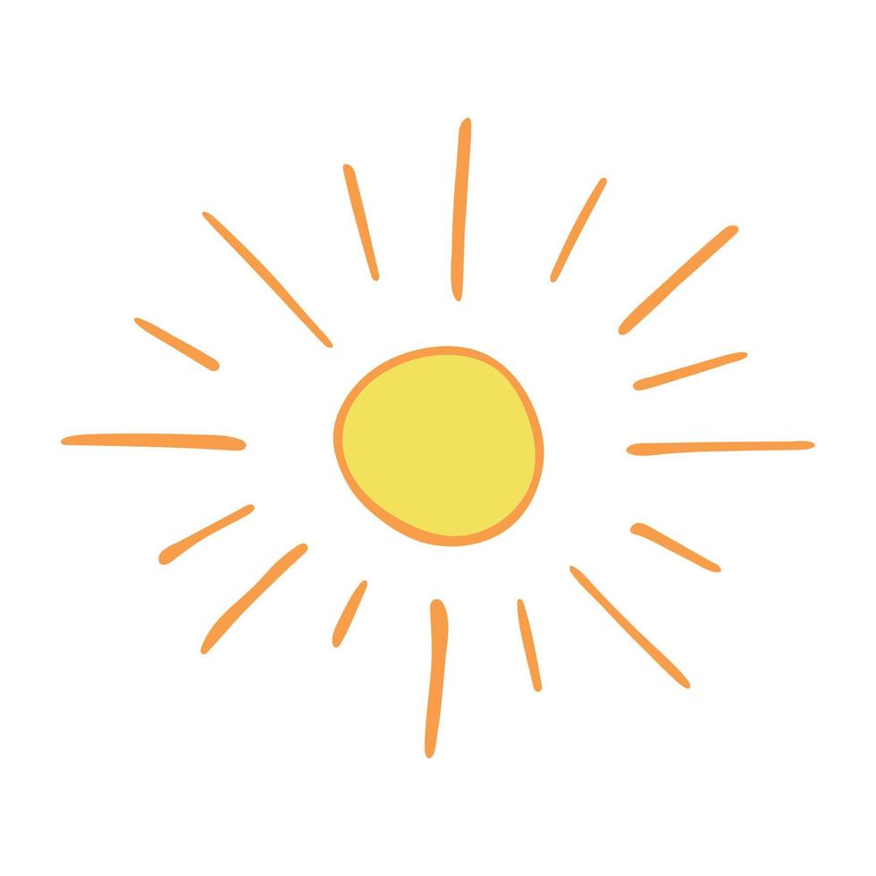 símbolo de sol abstrato desenhado à mão. rabisco de verão. elemento de vetor único para design