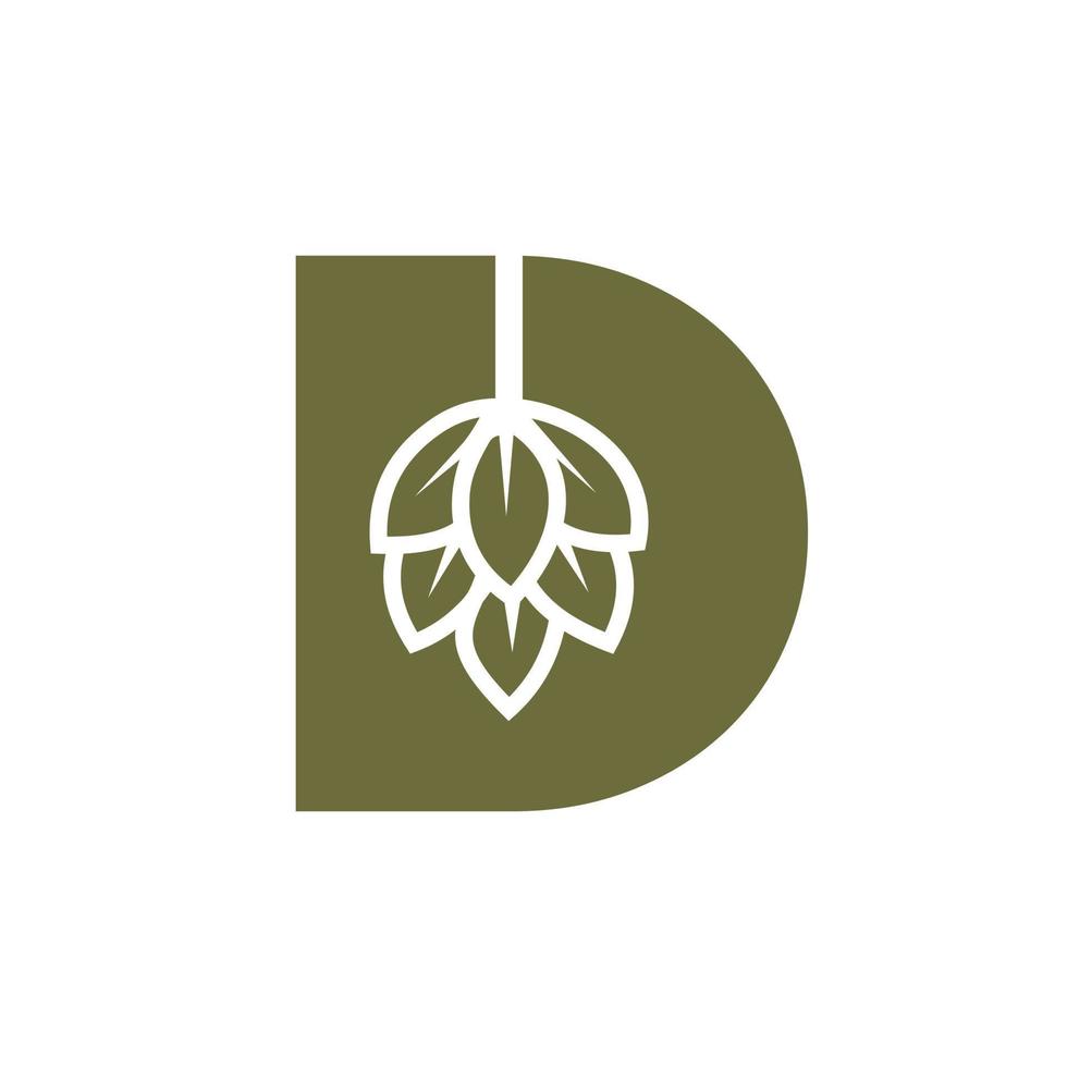logotipo inicial da cerveja d com modelo de vetor de ícone de cerveja