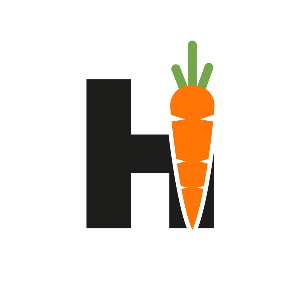 letra inicial h modelo de design de ícone de cenoura. alfabeto baseado em logotipo de cenoura vetor
