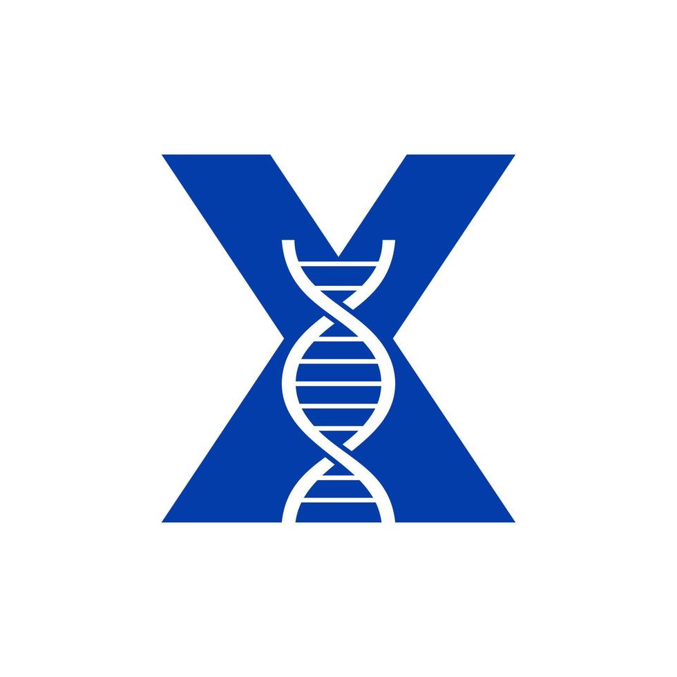 letra inicial x conceito de logotipo de dna para modelo de vetor de identidade de biotecnologia, saúde e medicina