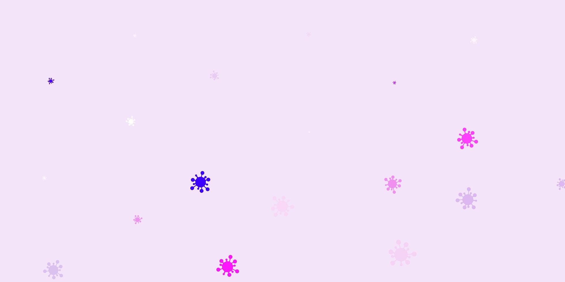 pano de fundo vector rosa claro roxo com símbolos de vírus.