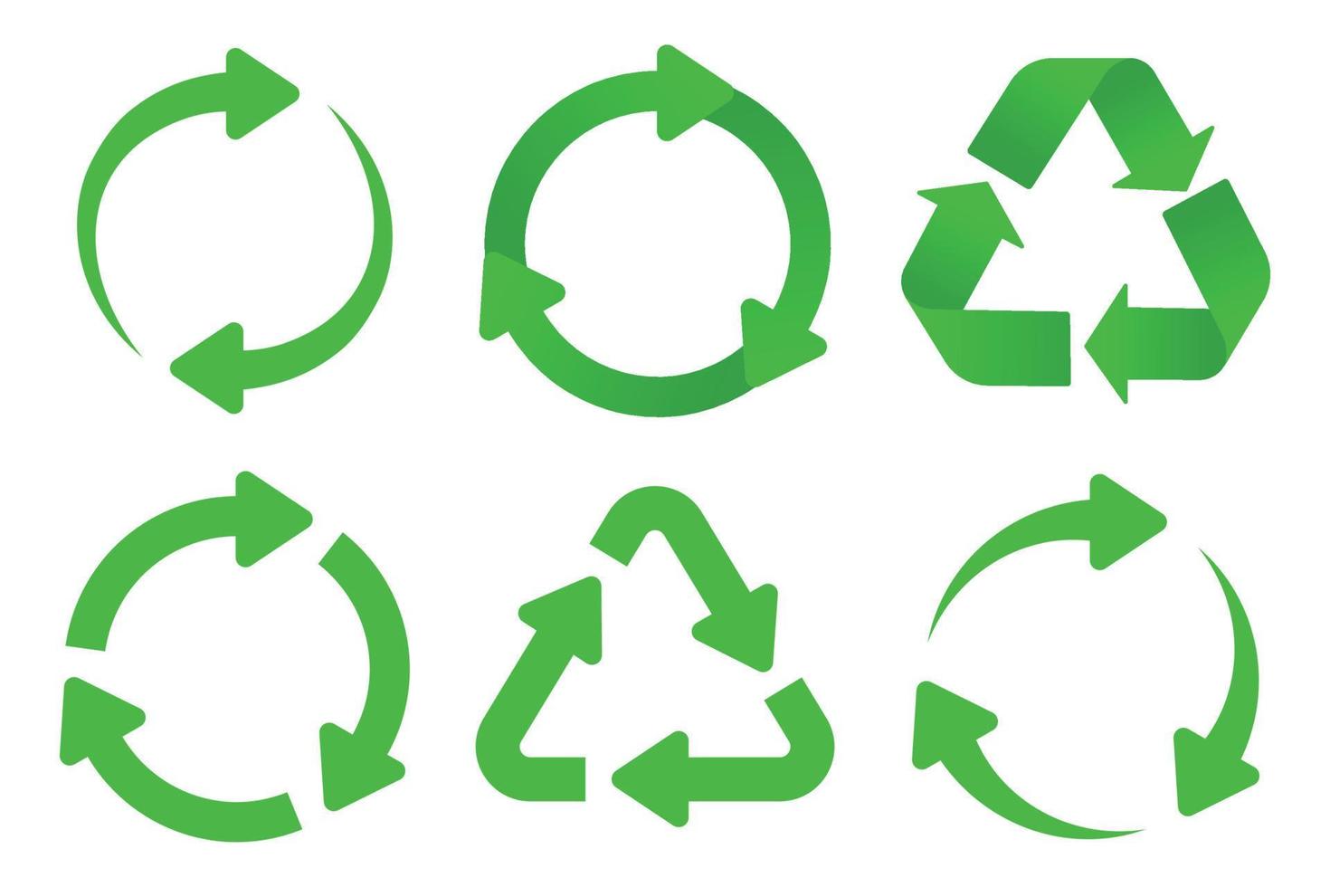 conjunto de vários sinais verdes de reciclagem vetor
