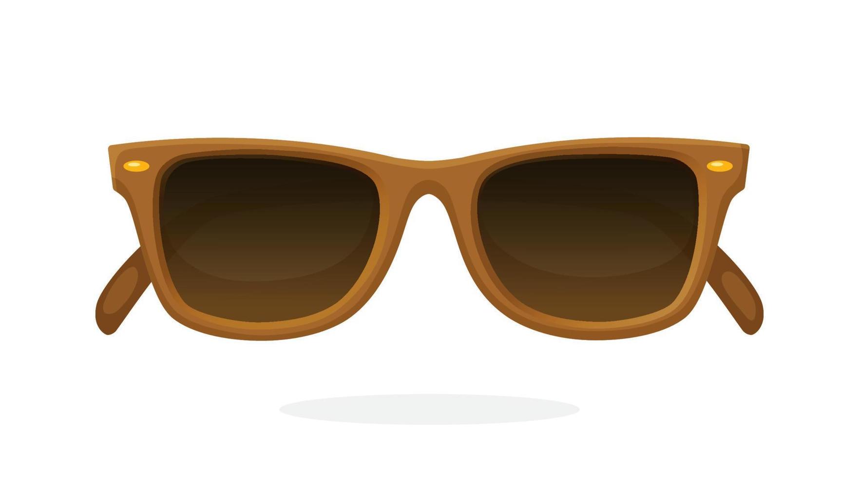 óculos de sol retrô com armação marrom e lentes marrons. ilustração vetorial no estilo cartoon. acessório de verão. óculos para proteção contra raios solares vetor