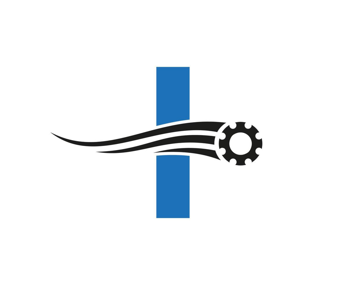 logotipo da roda dentada da letra i. ícone industrial automotivo, logotipo da engrenagem, símbolo de reparo do carro vetor