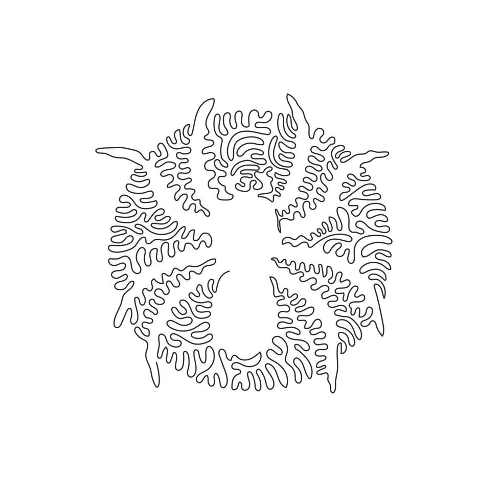 curva contínua um desenho de linha de arte abstrata de aranha super fofa em círculo. ilustração vetorial de traço editável de linha única de aranha predatória para logotipo, decoração de parede, decoração de impressão de pôster vetor