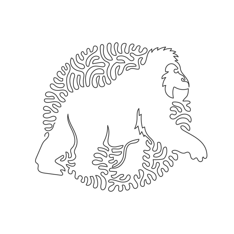 arte abstrata de desenho de linha contínua de uma curva. gorila é robusto e poderoso. ilustração vetorial de traço editável de linha única de animal selvagem para logotipo, decoração de parede, impressão de pôster boho vetor