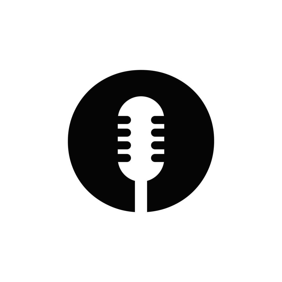 letra inicial o logotipo da música. logotipo de podcast de símbolo dj combinado com modelo de vetor de ícone de microfone