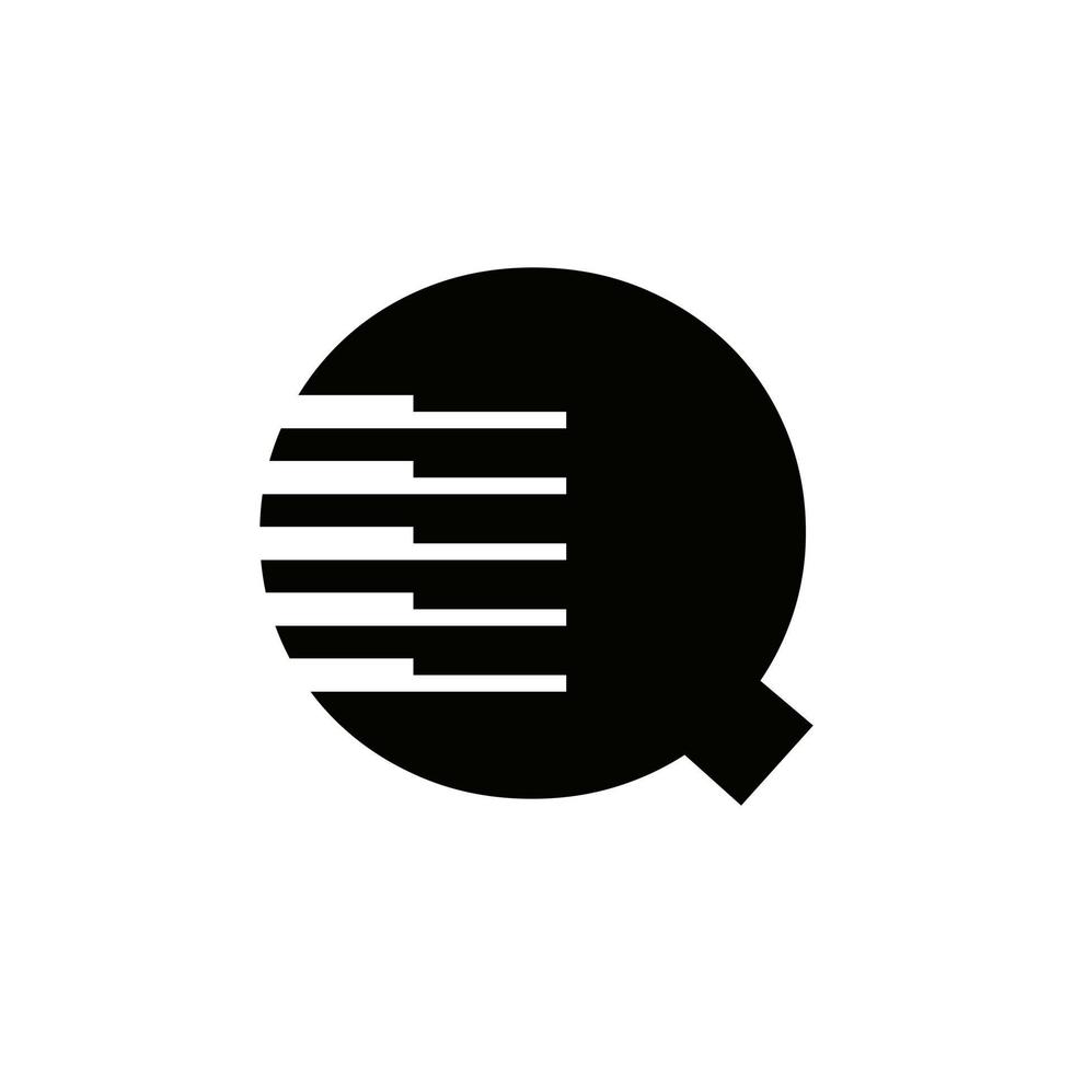 símbolo de músico de letra q, modelo de vetor de ícone de logotipo de piano