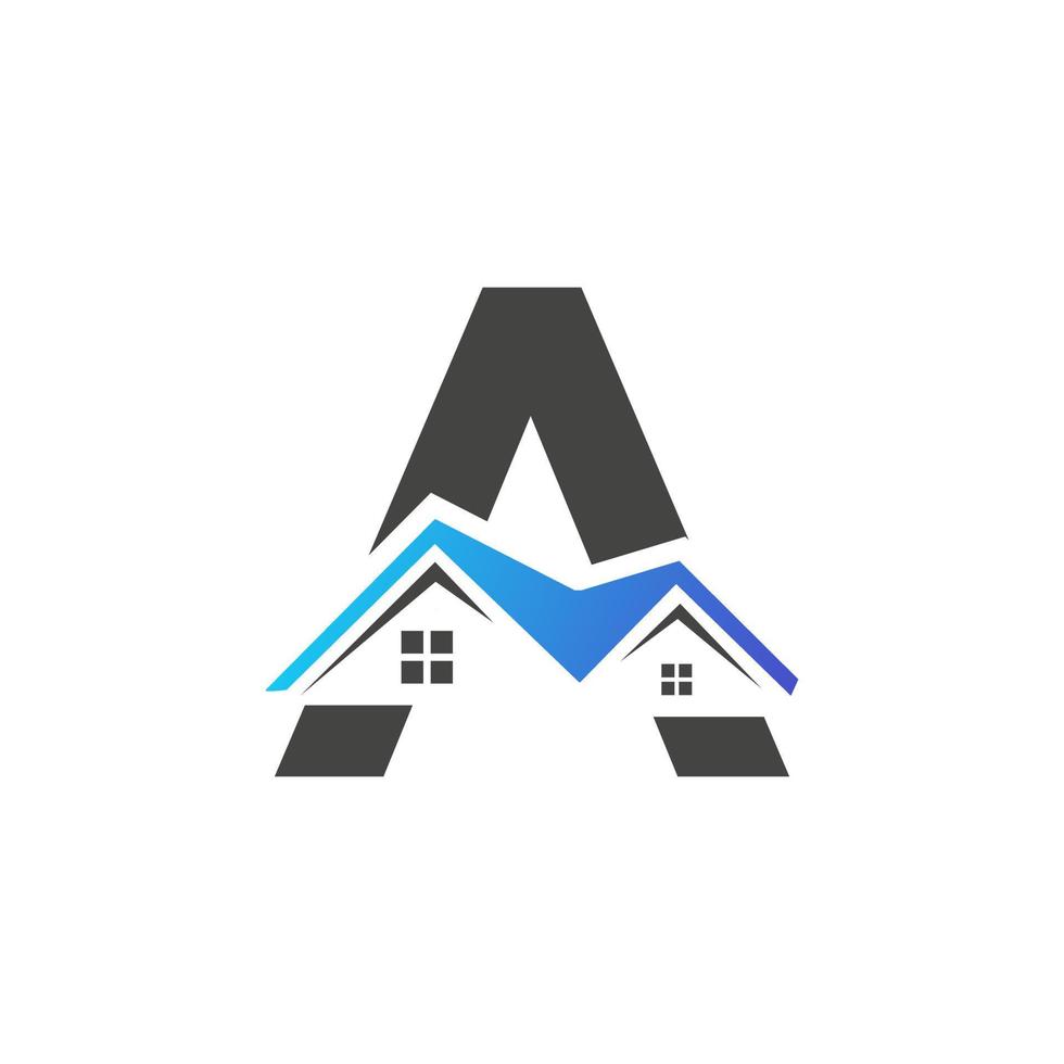 letra inicial um logotipo imobiliário com telhado de construção de casa para investimento e modelo de negócios corporativos vetor