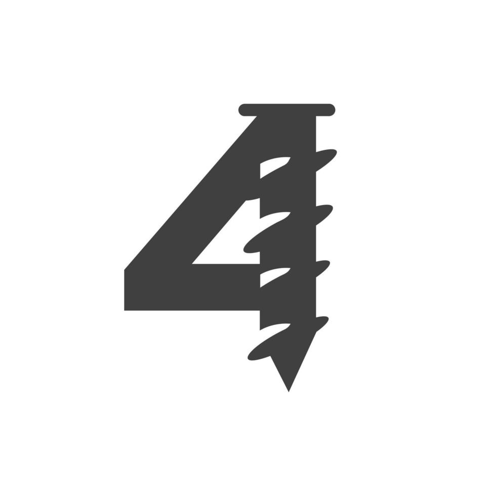 modelo de logotipo de parafuso de letra 4 para design de símbolo de ferreiro de construção vetor