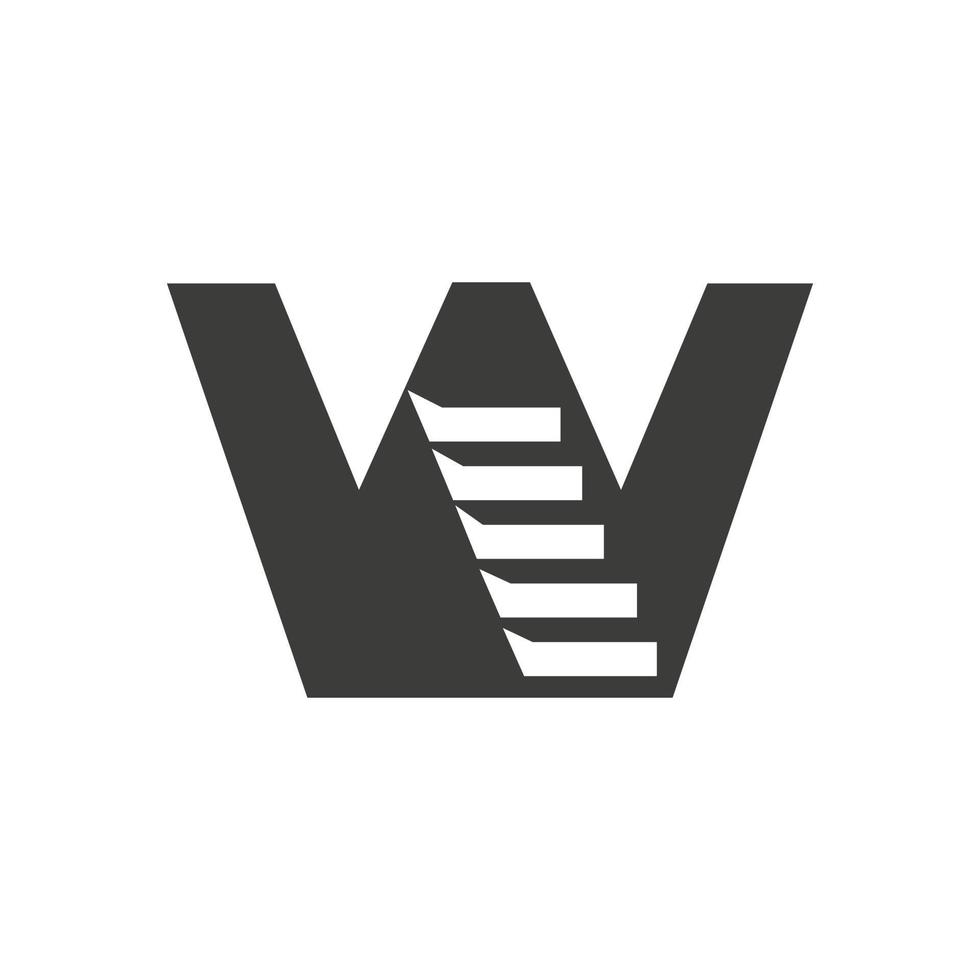 letra inicial w logotipo da escada. modelo de vetor baseado em alfabeto de símbolo de logotipo de passo