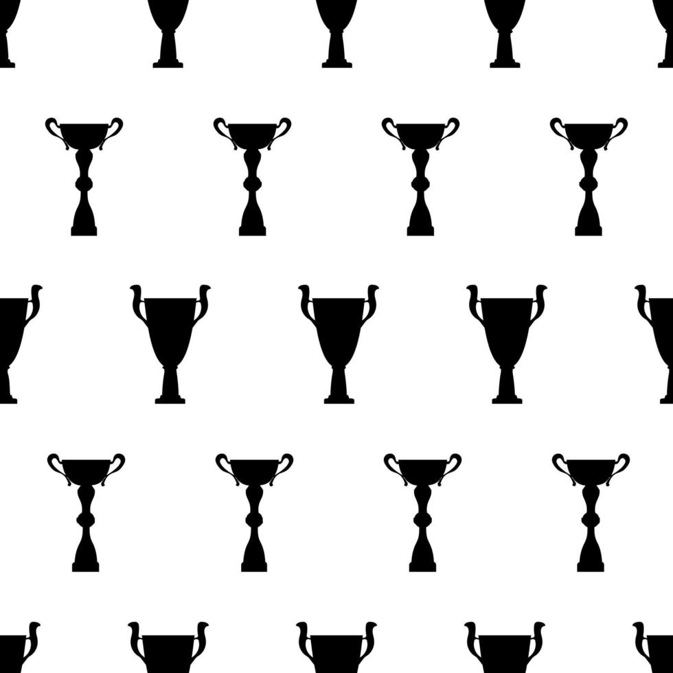 padrão sem emenda da taça do troféu vencedor. textura de silhueta simples preta. prêmio do campeonato para o primeiro lugar. ilustração vetorial. vetor