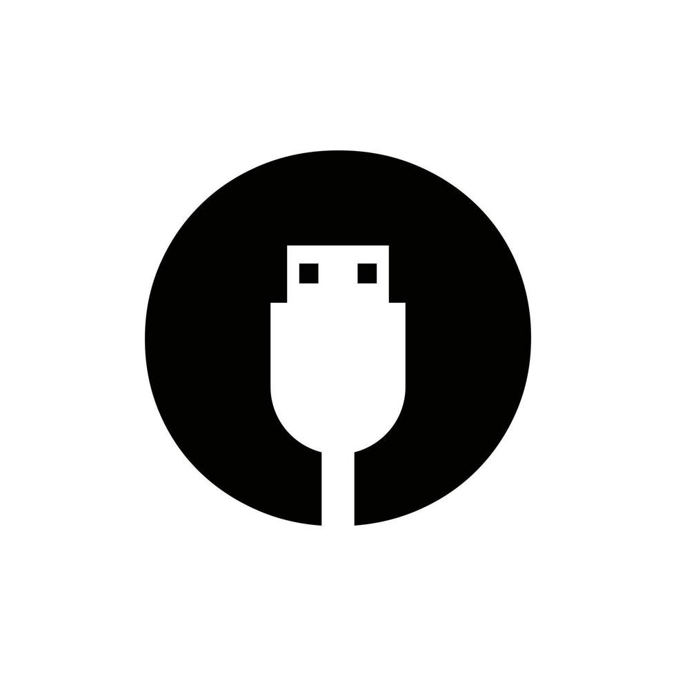 letra inicial o design do símbolo usb. vetor de ícone de cabo usb de conexão de computador