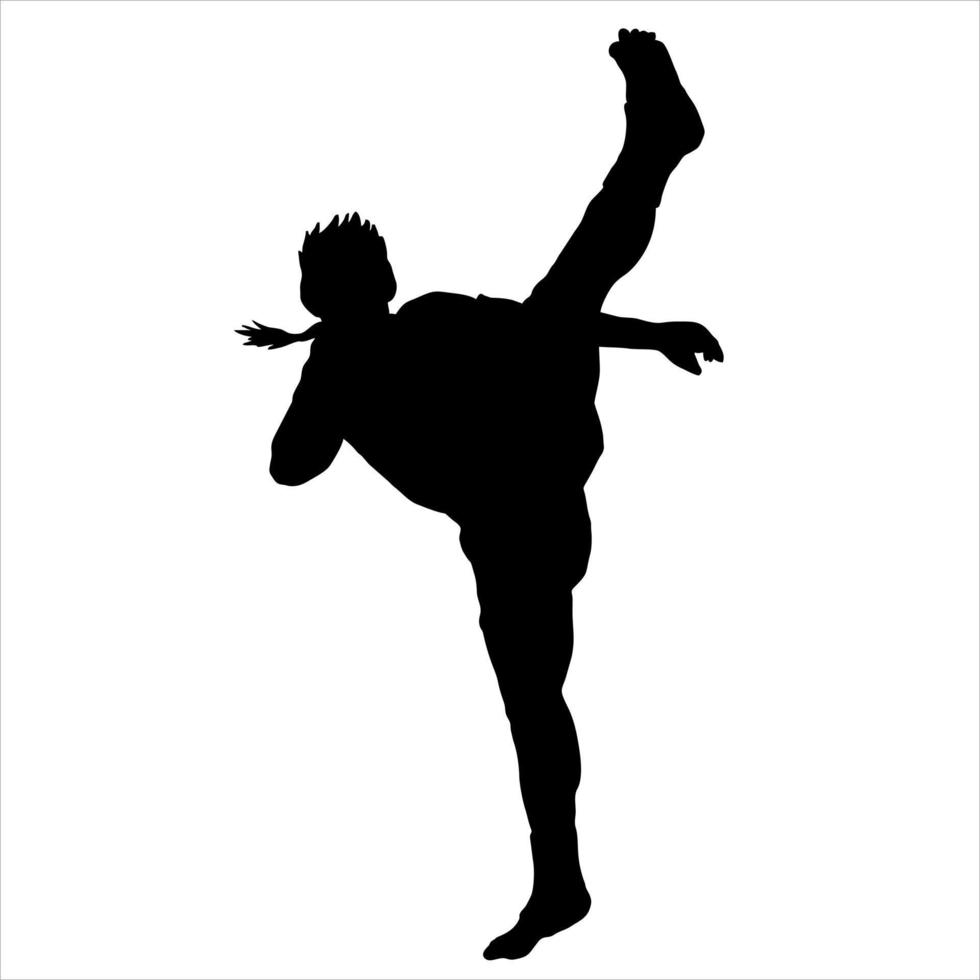 ilustração do lutador de silhueta silat karate muaythai vetor