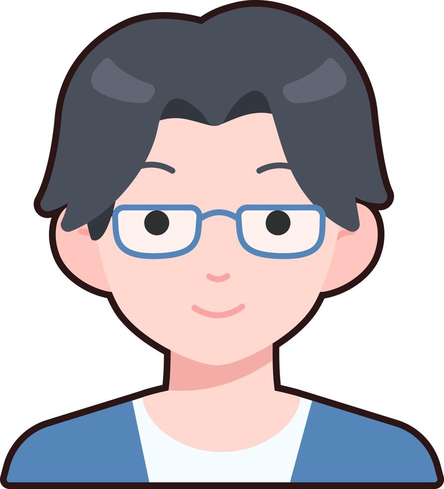 Ícone 3d Avatar Pessoas Desenho Animado Kawaii Usando óculos Um Homem  Sorrindo. Retrato Brilhante De Um Personagem Adolescente Iso Foto de Stock  - Ilustração de azul, postura: 275302794