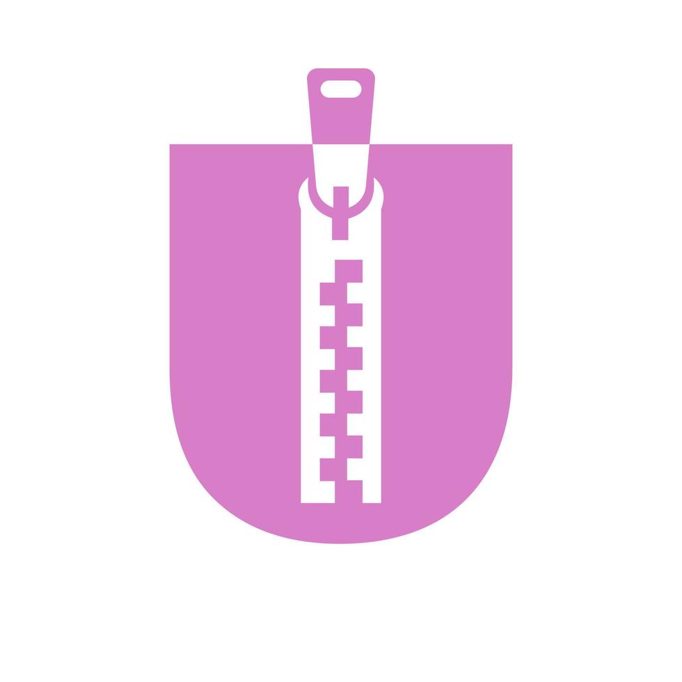 logotipo de zíper de letra inicial u para tecido de moda, bordado e modelo de vetor de identidade de símbolo têxtil