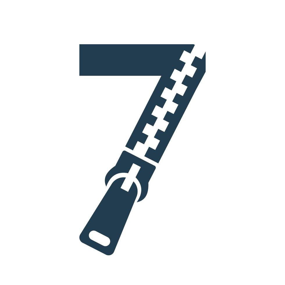 logotipo de zíper de letra inicial 7 para tecido de moda, bordado e modelo de vetor de identidade de símbolo têxtil