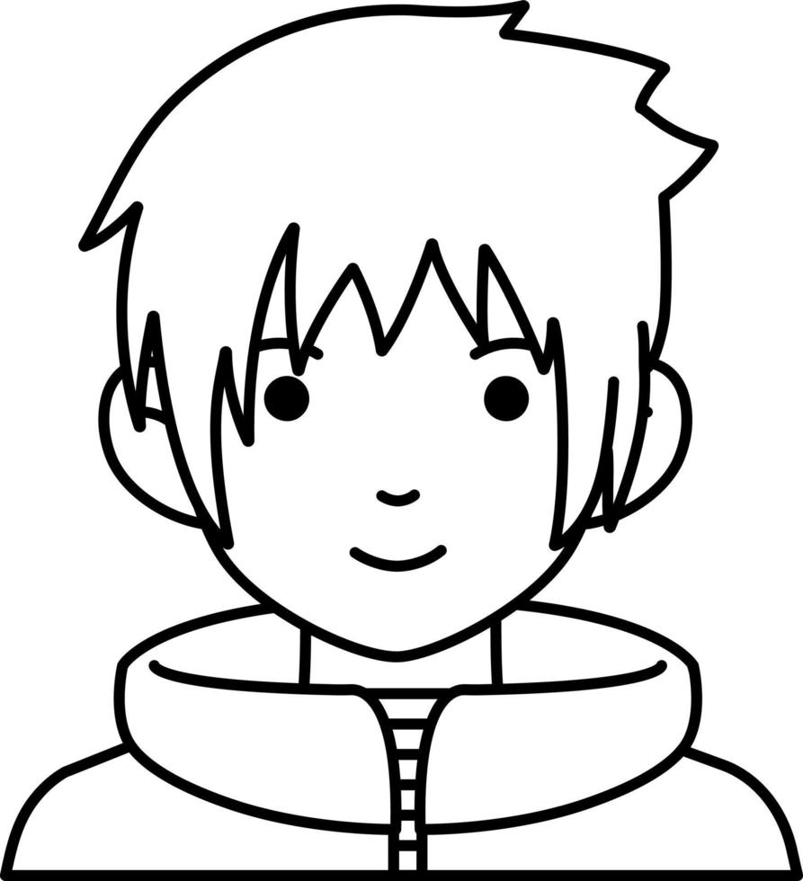 jovem menino avatar usuário pessoa pessoas casaco inverno linha estilo vetor