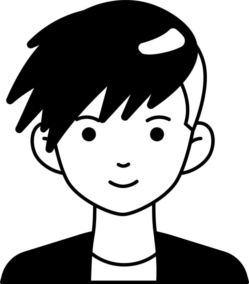 artista homem menino avatar usuário preson pessoas pele negra semi-sólido estilo preto e branco vetor