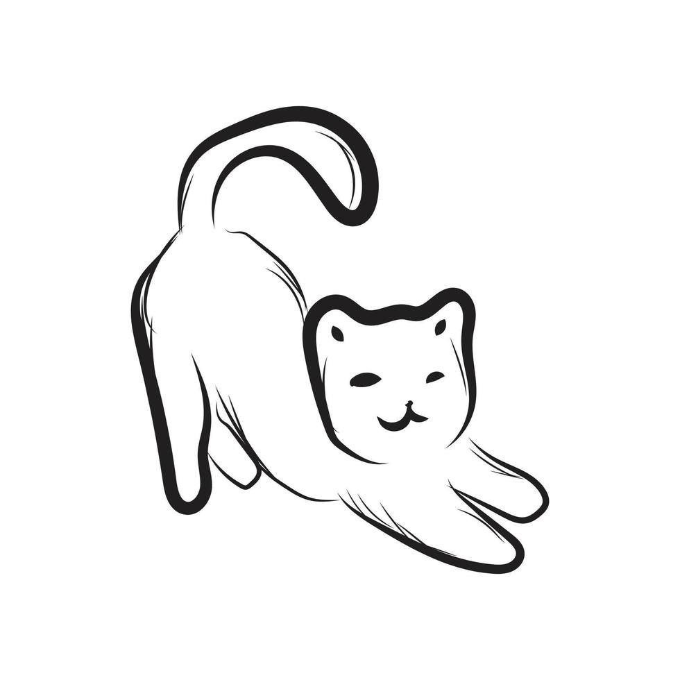 design de arte de linha vetorial de gato. vetor