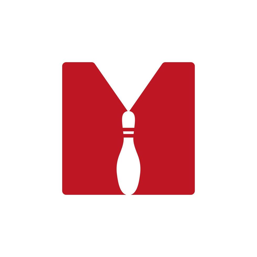 logotipo de boliche da letra m. modelo de vetor de símbolo de bola de boliche