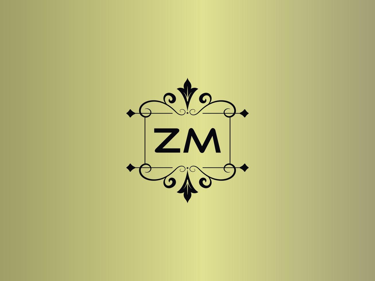 imagem criativa do logotipo zm, design de letras de luxo zm premium vetor