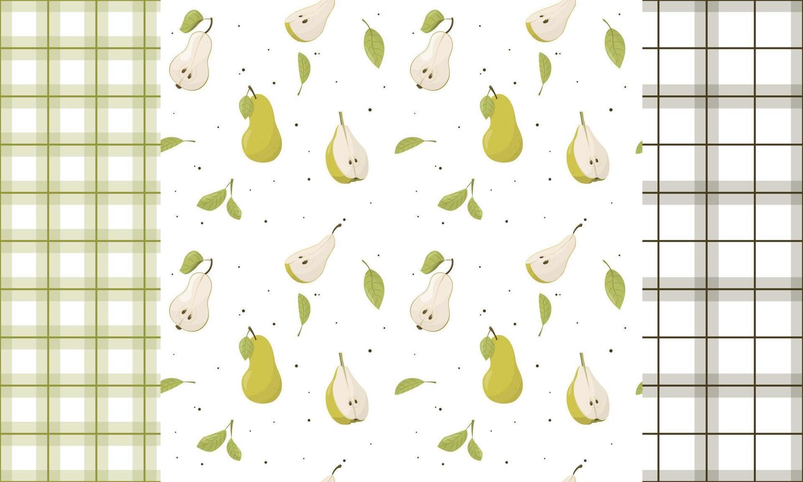 padrão com peras, padrão sem emenda com peras, conjunto de coleção de frutas vector pears.summer. doodle de frutas frescas do jardim, comida vegana orgânica orgânica