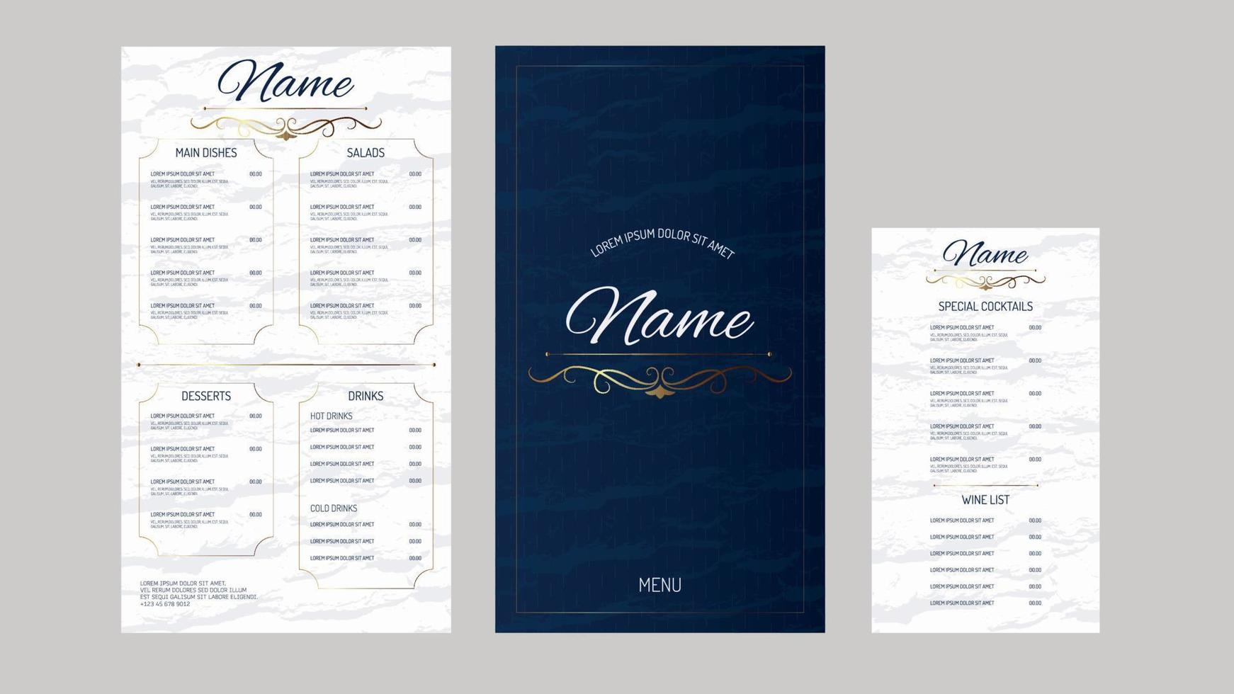menu de restaurante minimalista, menu de restaurante moderno, menu de casamento, menu elegante, menu de restaurante, carta de vinhos, lista de bebidas vetor