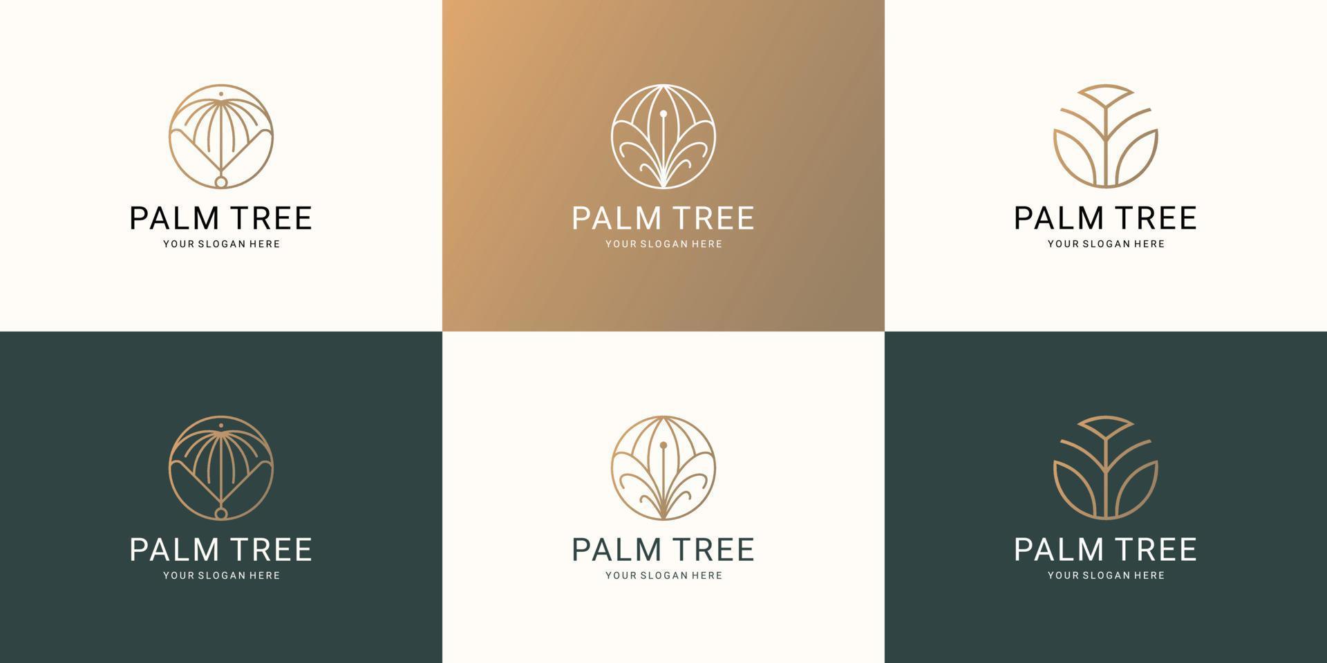 conjunto de design de logotipo de palmeira minimalista. vetor