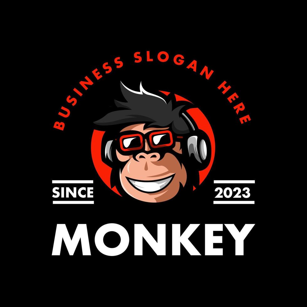 vetor de design de logotipo de mascote de música de macaco para negócios