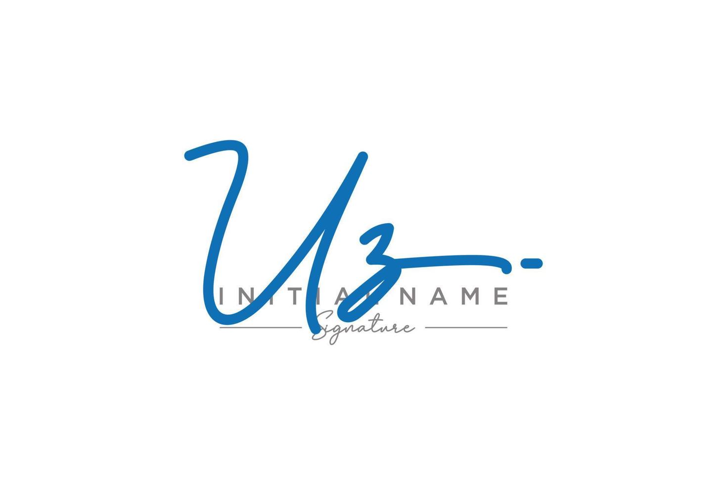 vetor inicial de modelo de logotipo de assinatura uz. ilustração vetorial de letras de caligrafia desenhada à mão.
