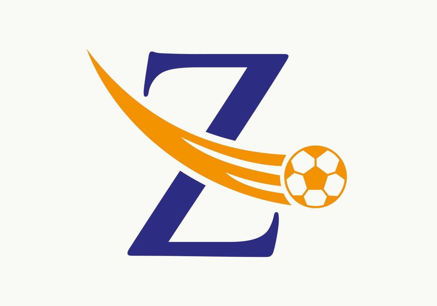 logotipo de futebol de futebol de letra z. conceito de símbolo do clube de futebol do ícone do time de futebol vetor