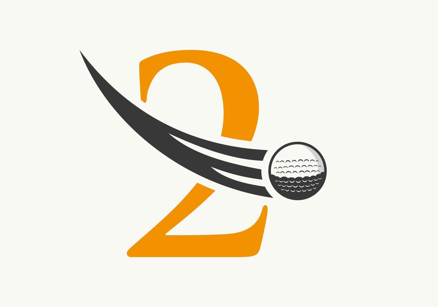 modelo de design de logotipo de golfe carta 2. sinal de academia de esporte de hóquei, símbolo do clube vetor