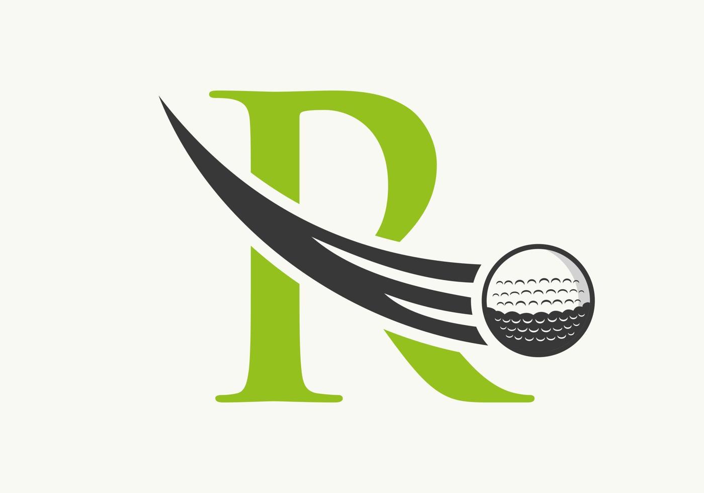 modelo de design de logotipo de golfe de letra r. sinal de academia de esporte de hóquei, símbolo do clube vetor