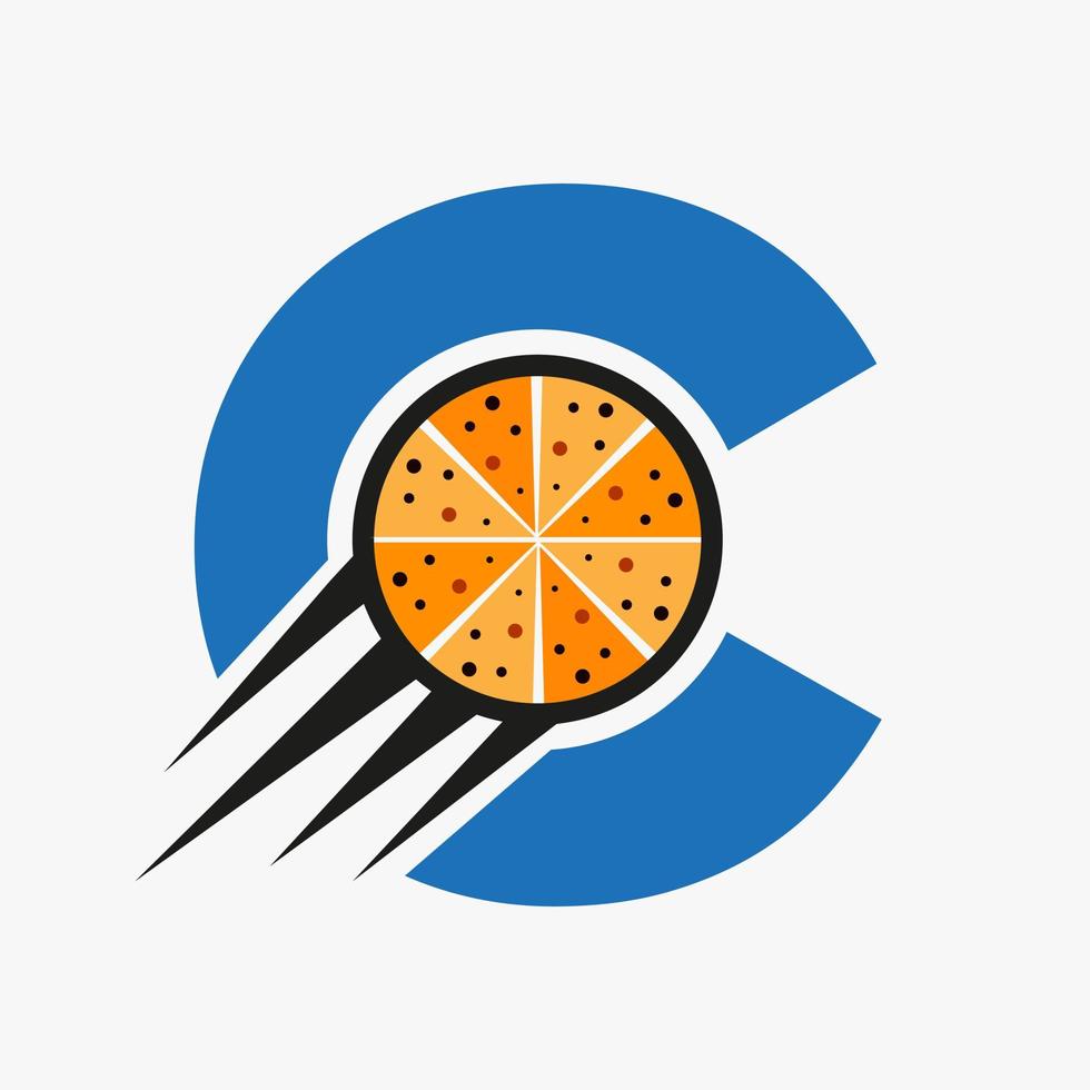 letra inicial c logotipo do restaurante café com modelo de vetor de conceito de pizza
