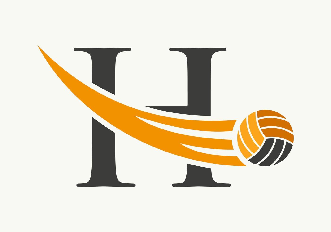 letra h sinal de design de logotipo de vôlei. modelo de vetor de símbolo de logotipo de esportes de vôlei