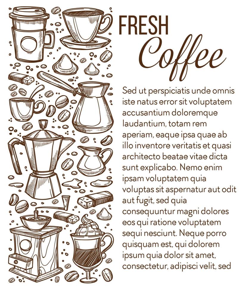 bebidas de café fresco, vetor de café ou restaurante