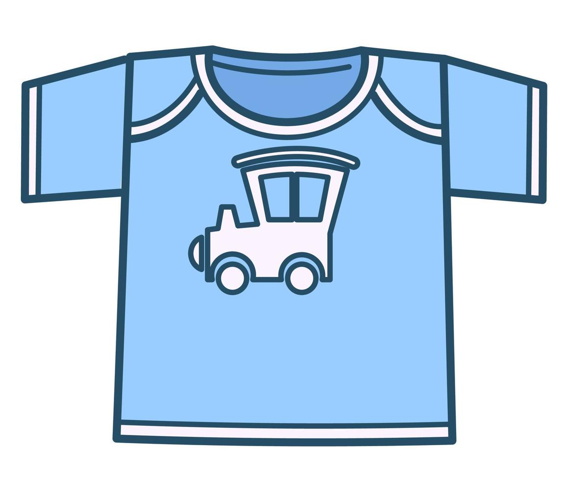 camiseta infantil com carro ou locomotiva, roupas infantis vetor