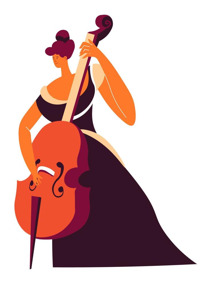 violoncelista com violoncelo, vetor de intérprete de música clássica