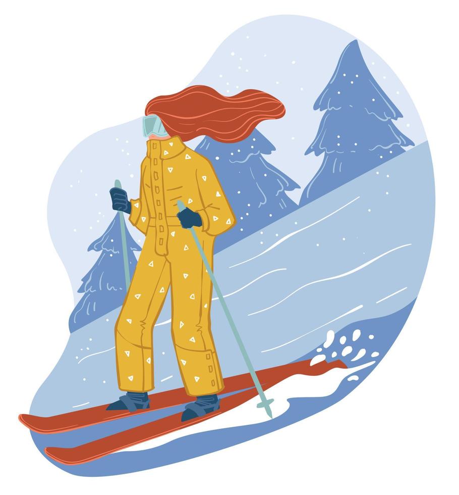 esquiar no resort de inverno, vetor de passatempos de inverno