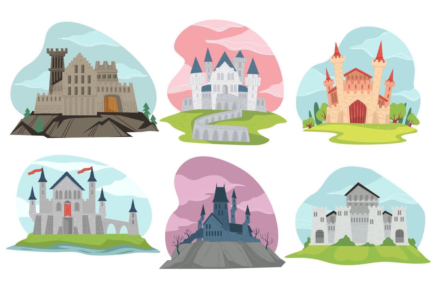 castelos e fortalezas vista de arquitetura medieval vetor