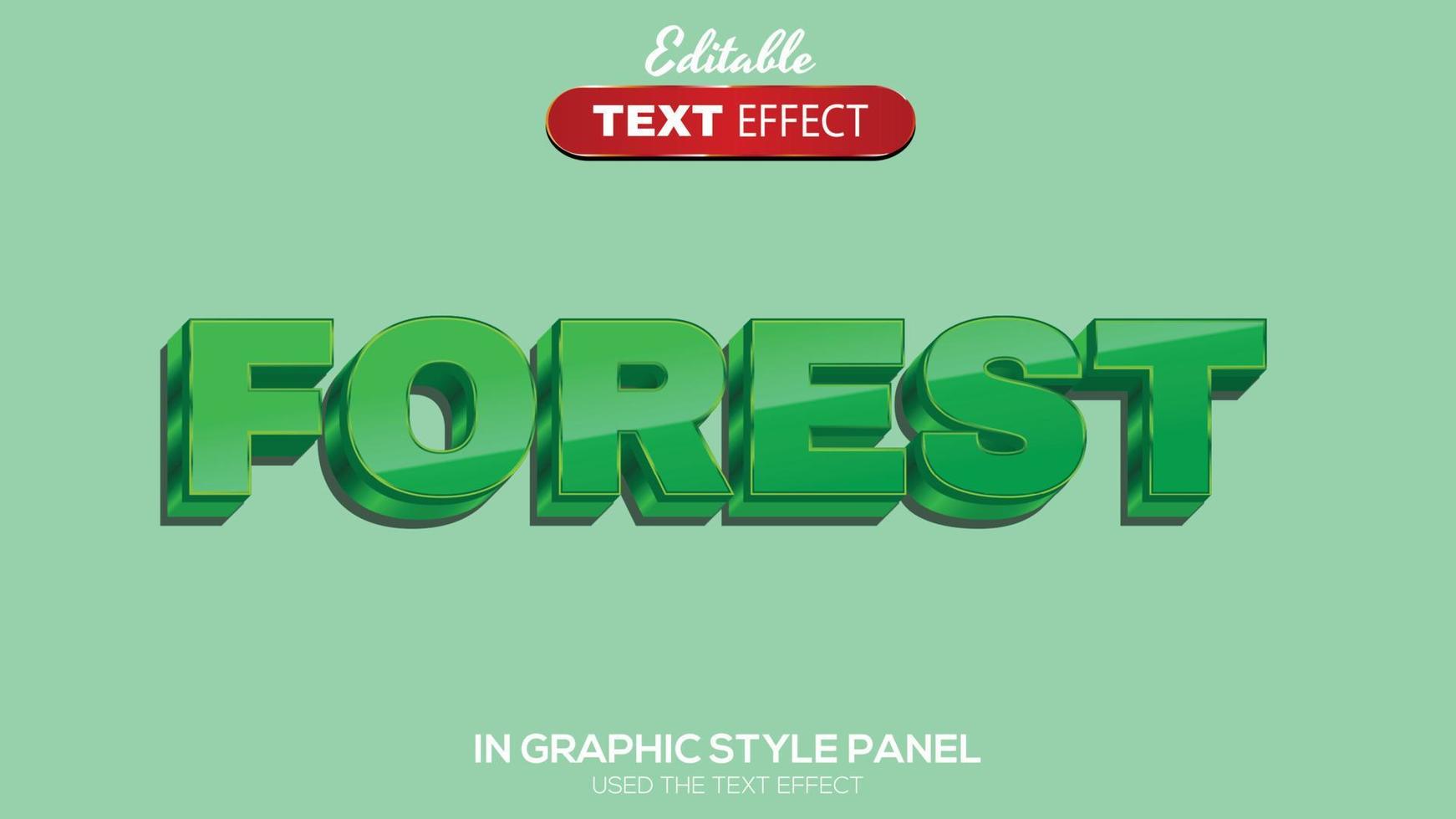 tema de floresta de efeito de texto editável em 3D vetor