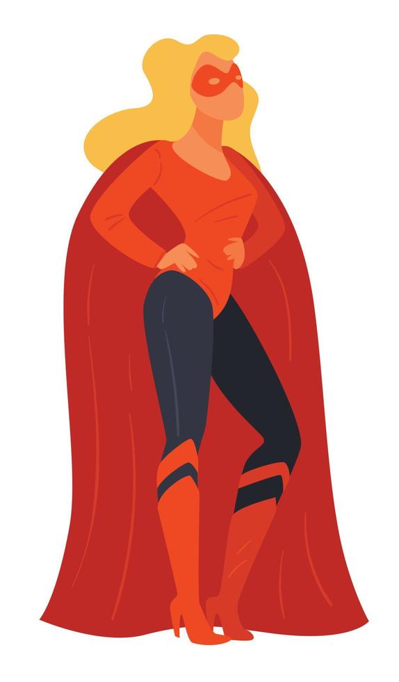 personagem feminina vestindo fantasia de vetor de super herói