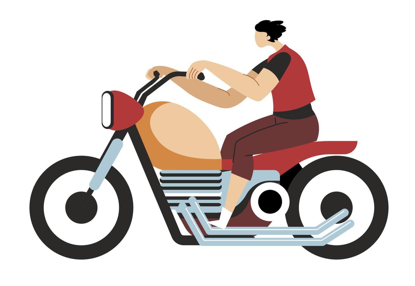 homem dirigindo motocicleta, motociclista andando de transporte na estrada vetor