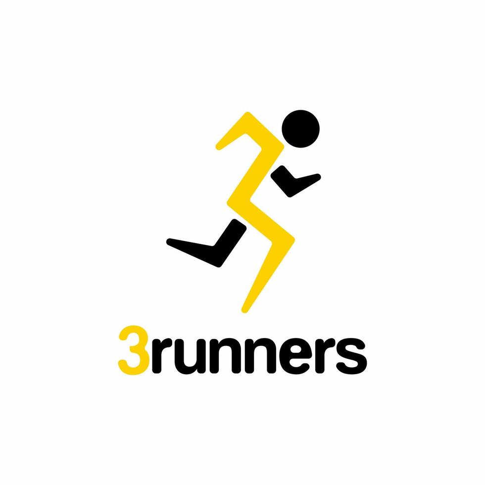número 3 e vetor de logotipo de corredor. adequado para negócios na área de esportes e moda.