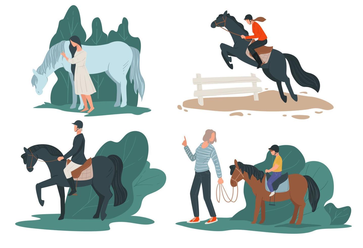 esportes de corrida de cavalos ou hobby para vetor de pessoas