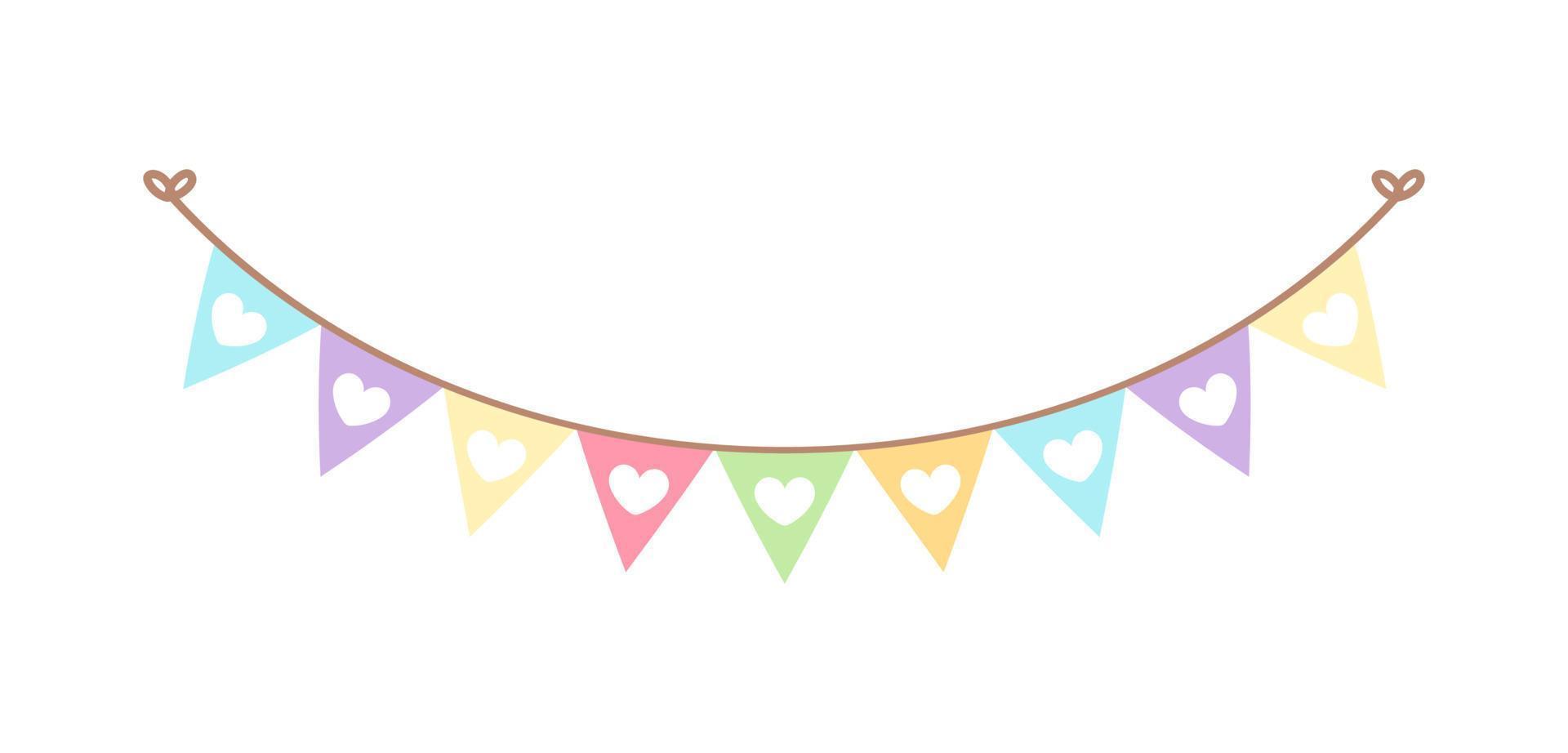 bandeira pastel corações bunting clipart vetor