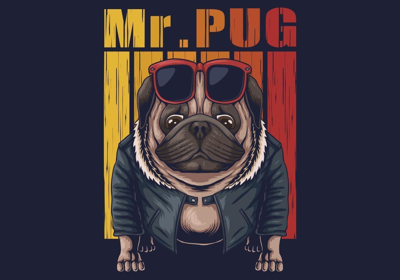 ilustração em vetor cão pug legal